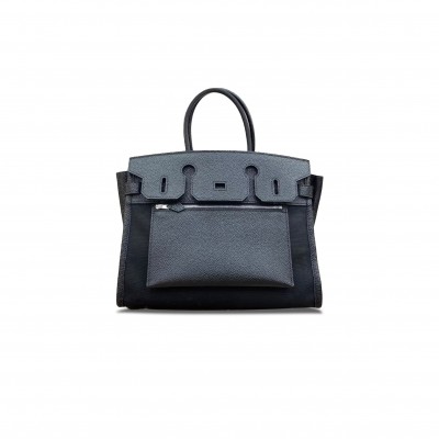 HERMES MASTER BIRKIN SOFT LEATHER CANVAS SADDLE BAG 1036163262 (30*21*17cm)